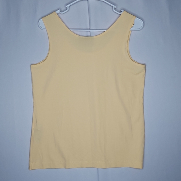 Chicos Tank Top Women Medium 1 Nylon Yellow Stretch Knit Scoop Neck Pullon NWOT - Picture 2 of 6